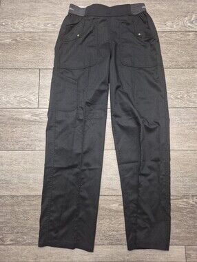 Genuine Dickies Women's Black Color Wide Leg Pull-on Premium Scrub Pants.